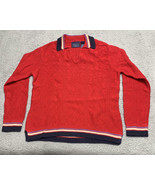 Crazy Horse Sweater Small Womens Red Multicolor Trim Open V-Neck Knit Pu... - $17.47 CAD