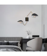 Modern Wall Lamp with Adjustable Arms &amp; Black Shades, Perfect Home Decor... - $282.68