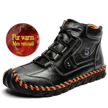 Winter Men&#39;s Warm Boots  Warm Men&#39;s Snow Boots Waterproof Leather Men&#39;s Motorcyc - £49.48 GBP