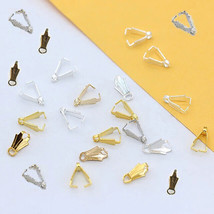 Dainty Leaf Earring Pinch Bail Necklace 4x8mm 5x10MM Silver Gold Bronze ... - $3.26+