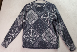 Lou &amp; Grey Sweatshirt Womens Size XS Gray Floral Cotton Long Sleeve Roun... - $17.04
