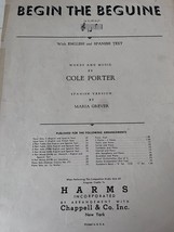 1935 Begin the Beguine Cole Porter Maria Grever Spanish/English sheet music - £7.96 GBP