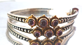 Konstantino 18k Gold Sterling Earrings Tourmaline Byzantine Large Hoop Signed - £326.98 GBP