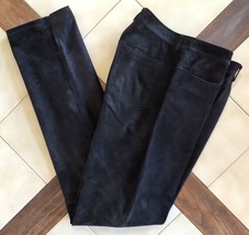 DKNY Women&#39;s Mid-Rise Sueded Black Leather 4-Pocket Jeans/Pants (6) - $24.40