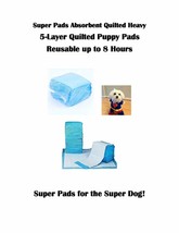 Super Pads Absorbent Quilted Heavy 5-Layer Quilted Puppy Pads Reusable u... - £45.73 GBP+