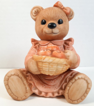 Vintage Homco Girl Porcelain Bear Figures With Apple Basket #1425 - £7.84 GBP