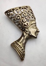 Vintage Queen Nefertiti Brooch Pin Gold Tone 2&quot; - £11.88 GBP