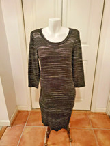 Apt. 9 Women&#39;s Size Large Black with Silver Metallic Sweater Dress - £13.44 GBP