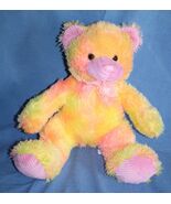 Play Time Toys Neon Orange Sherbet Teddy Bear 16" Plush Pink Stuffed Sof... - $11.35