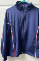 Lavon  Full Zip Track Jacket  Womens Size Large Blue Red White Knit Vint... - $18.79