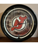 New Jersey Devils Neon Wall Clock - Clock Works Neon Needs Repaired - $25.54 CAD