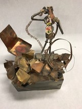 ACCOUNTANT Metal art sculpture tin copper STEAMPUNK office worker signed Romano - £41.14 GBP