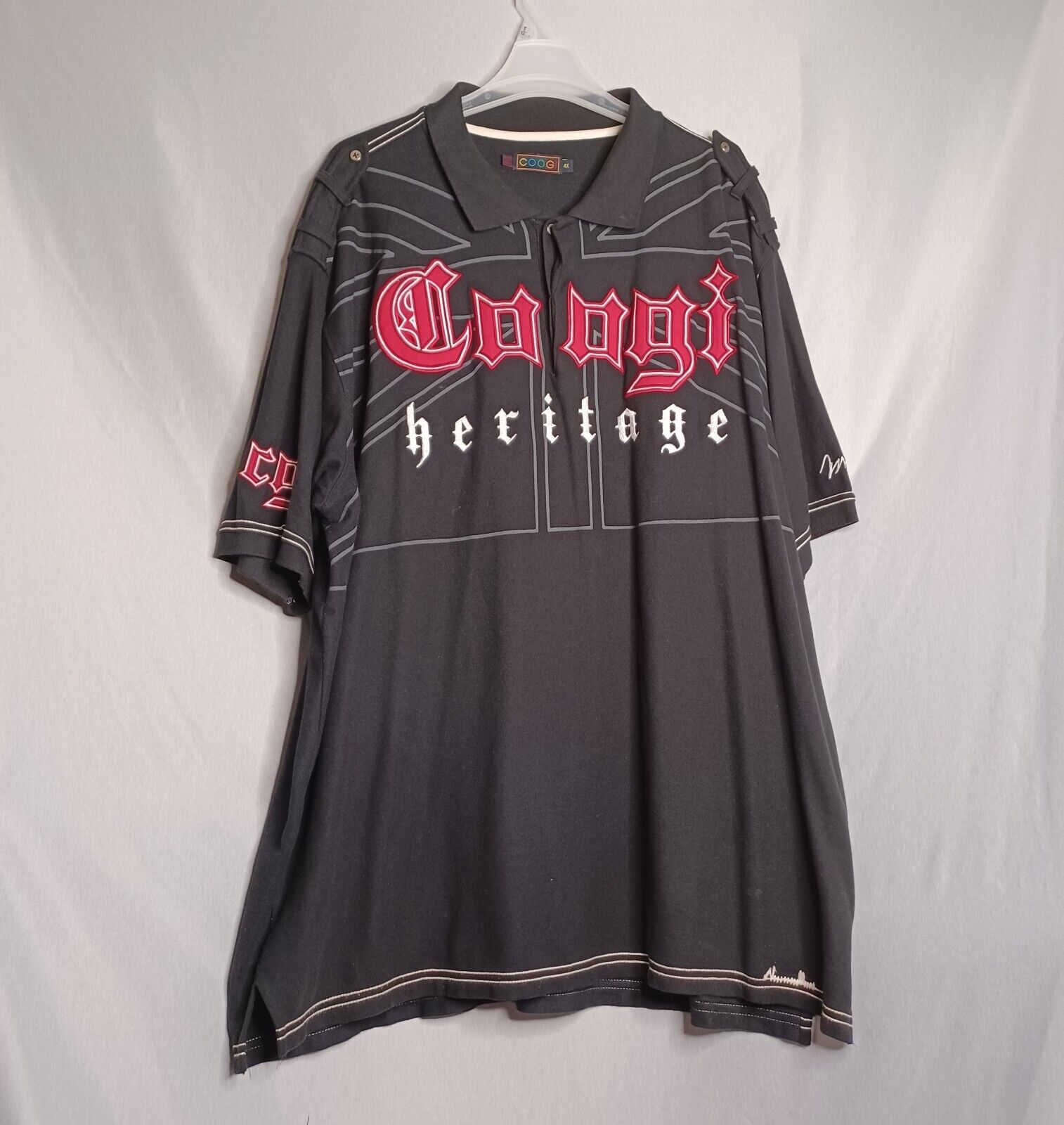 Coogi Polo Shirt Mens 4XL Black Short Sleeve Pullover HipHop Streetwear ... - $25.53