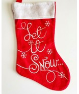 NEW Let it Snow Christmas Stocking Felt Embroidery 16 1/4&quot; Long  - £7.77 GBP