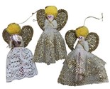 Vintage Homemade Clothes Pin Angels Lot of 3 Christmas Ornament - $9.08