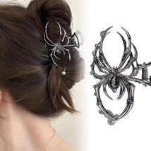 Goth Emo Elegant Spooky Black Spider w/ Gem &amp; Pearl Hair Clip - €12,95 EUR