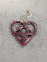 Metal 3D Heart Christmas Ornament with Deers Kissing Design 4” Tall - $11.98