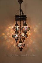 5 Globe Sultan Mosaic Chandelier Turkish Moroccan Handmade Hanging Ceiling Penda - £102.79 GBP