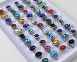 Lots vintage metal glass stone rings for mens women jewelry gift wedding rings mix thumb155 crop