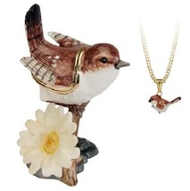 Wren Bird Trinket Box Pewter Enamel Hidden Treasures incl Pendant - £37.36 GBP