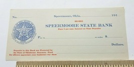 Antique 1910s Ephemera SPEERMOORE OKLAHOMA BANK CHECK Unused Early Harpe... - $11.25