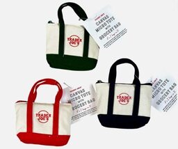 Set of 3, Limited Edition Canvas Micro Tote with Grocery Bag by Trader J... - $39.19