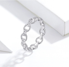 Platinum 925 Sterling Silver Stackable Zircon Chain Forever Ring - FAST SHIPPING - £25.15 GBP