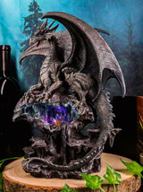 Elemental Quiksilver Bifrost Dragon Guarding LED Light Blue Crystal Cave Statue - £60.89 GBP