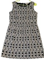 BROOKS BROTHERS 346 Sz 12 Navy Blue Ikat Sleeveless Fit &amp; Flare Dress Po... - $45.95