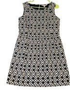BROOKS BROTHERS 346 Sz 12 Navy Blue Ikat Sleeveless Fit &amp; Flare Dress Po... - $62.97 CAD