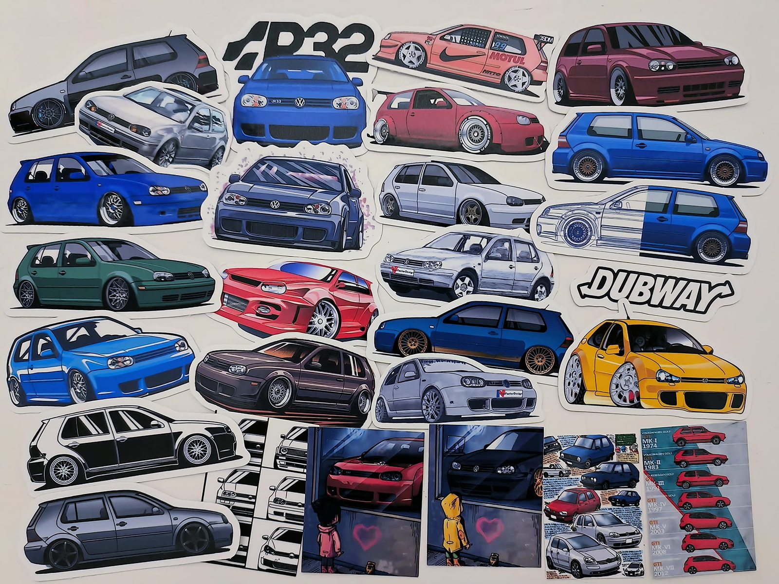 27pc German Classic Mk4 Golf GTI R32 Vinyl Stickers vinyl decal German c... - $7.84