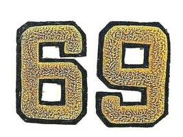 Blue/Gold 3.5&quot; Vtg 1969 Chenille Joliet IL Varsity Class of 69 Numbers FREEship - £15.89 GBP