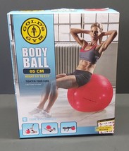 New Open Box Gold&#39;s Gym Body Ball Red Complete With Pump &amp; Exercise Chart - £12.89 GBP