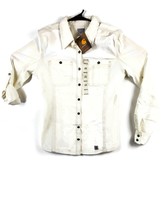 Carhartt Workwear Casual Button Up Shirt Womens XS Ivory Solid Cotton Farm Ranch - £20.05 GBP