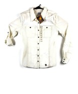 Carhartt Workwear Casual Button Up Shirt Womens XS Ivory Solid Cotton Fa... - £19.42 GBP