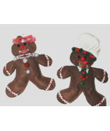 Vintage 18&quot; Mr &amp; Mrs Gingerbread Plush Dolls  Handmade - $13.42