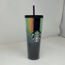 Starbucks Oil Slick Rainbow Iridescent Holographic Foil 24oz Cold Only T... - $17.29