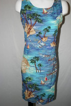 Dressing Clio Women&#39;s Blue Hawaiian Sleeveless Dress Beach Ocean Size M ... - £31.46 GBP