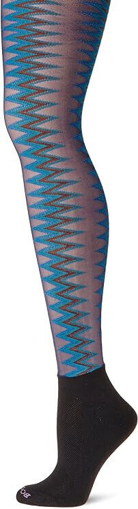 Primary image for NEW Boot Sock Tights Shelby Mason ankle size A zigzag blue green burnt made USA