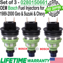 Genuine Bosch 3Pcs Fuel Injectors for 1998, 1999, 2000 Chevrolet Metro 1.0L I3 - $79.19