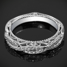 14K White Gold Plated Round 0.35Ct Simulated Diamond Wedding Band Ring - £70.89 GBP