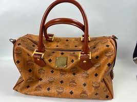 MCM Boston Handbag Cognac Visetos # 2497B - £169.64 GBP