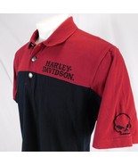 Harley Davidson Men Black Red Polo Golf Shirt Skull Logo Sz L - $27.99