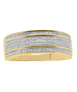 10K Yellow Gold Mens Pave Round Diamond Wedding Anniversary Band Ring 1/... - $645.14