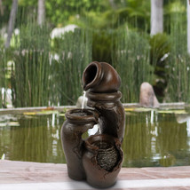 Pure Garden 50-LG1180 0.9 gal Modern Decorative Polyresin Clay Pot Electric 3-Ti - £162.51 GBP