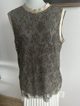 $2995 NWT Brunello Cucinelli Lace Lame Sequence Top Blouse Sz 3XL - £552.26 GBP