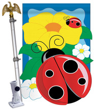 Ladybug - Applique Decorative Aluminum Pole &amp; Bracket House Flag Set HS104049-P2 - £68.61 GBP