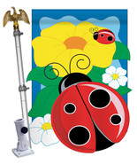 Ladybug - Applique Decorative Aluminum Pole &amp; Bracket House Flag Set HS1... - £69.51 GBP