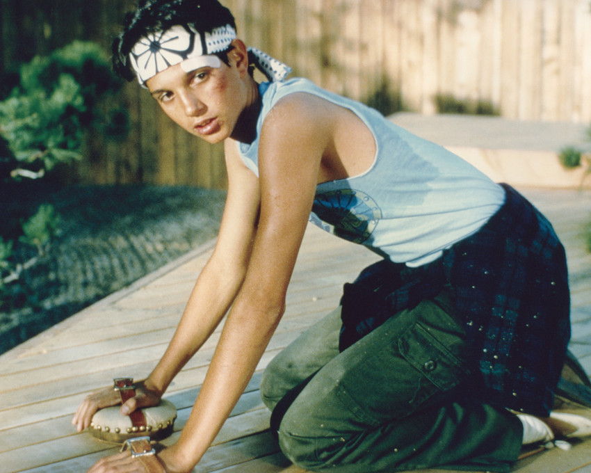 Primary image for Ralph Macchio in The Karate Kid in bandana and vest 1984 11x14 Photo