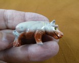(Y-HIP-51) red HIPPO Hippopotamus gem Gemstone carving SOAPSTONE River H... - $8.59